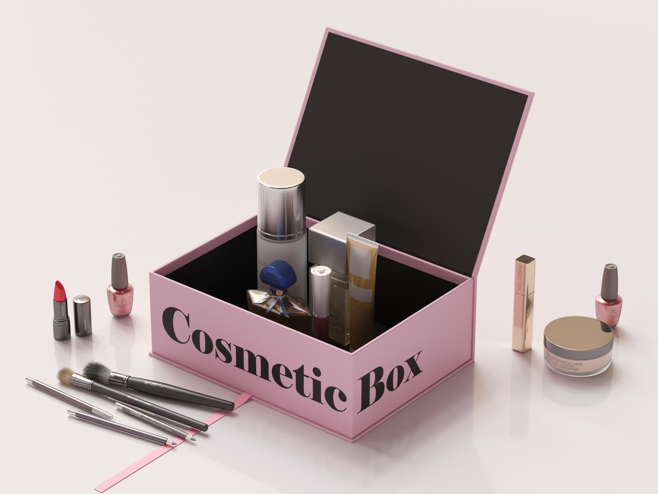 Hinged flip lid box open view